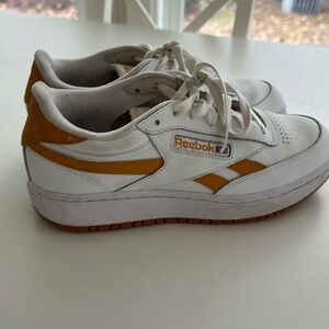 Reebok classic sneakers in white and golden yellow. Women’s size 9